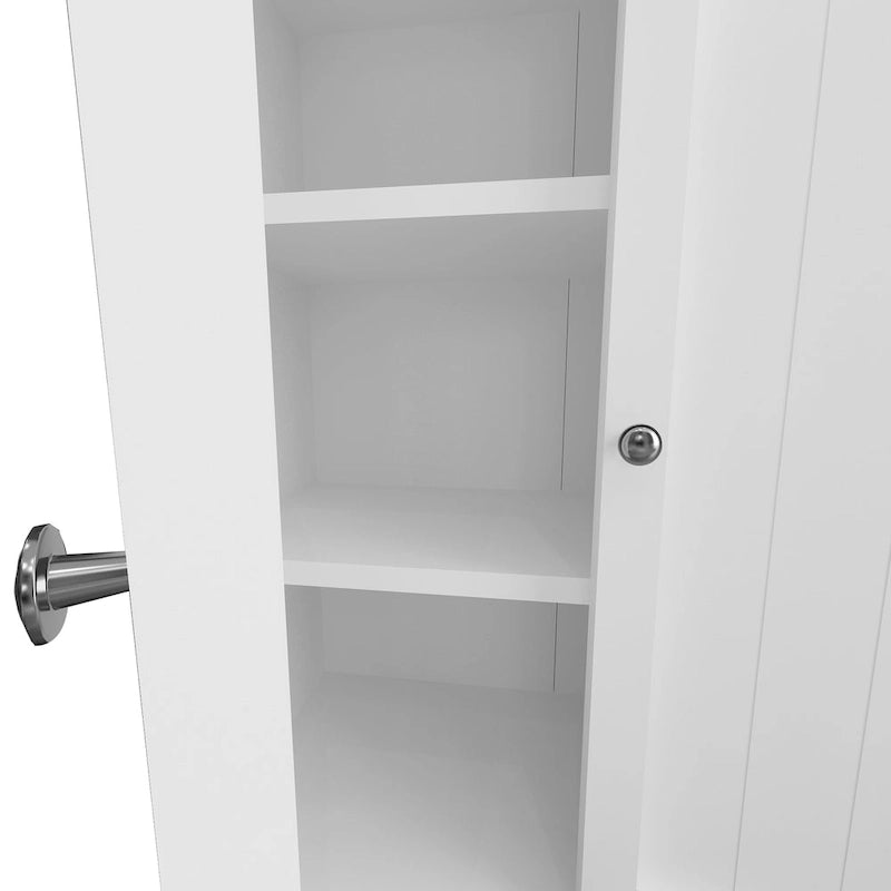 Wooden Bathroom Floor Storage Cabinet With 2 Adjustable Shelves