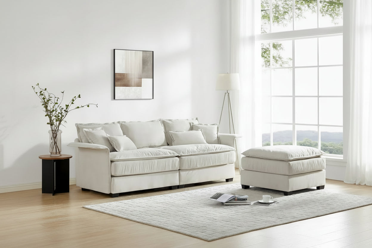 [VIDEO provided][New]95*66Oversized Luxury Sectional Sofa with Bentwood Armrests,4 seat Upholstered Indoor Furniture with Doubl