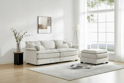 [VIDEO provided][New]95*66Oversized Luxury Sectional Sofa with Bentwood Armrests,4 seat Upholstered Indoor Furniture with Doubl