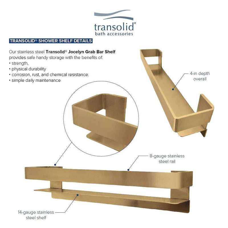 Transolid JGBS20 Jocelyn 20-in Grab Bar Shelf - 20x4x3