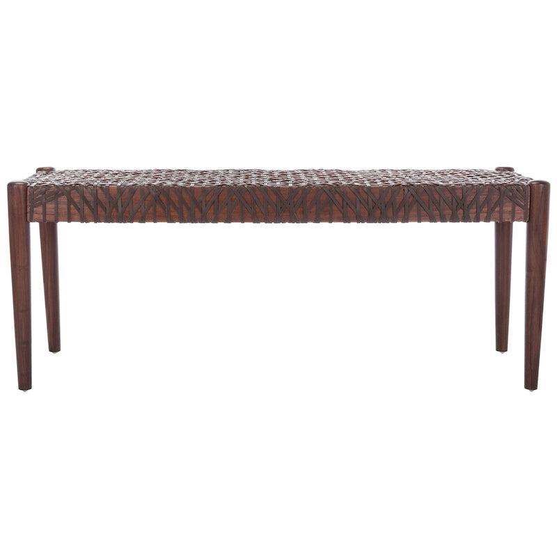 SAFAVIEH Mahalia Bandelier Wood & Leather Bench - 47 W x 16 D x 19 H - 47Wx16Dx19H