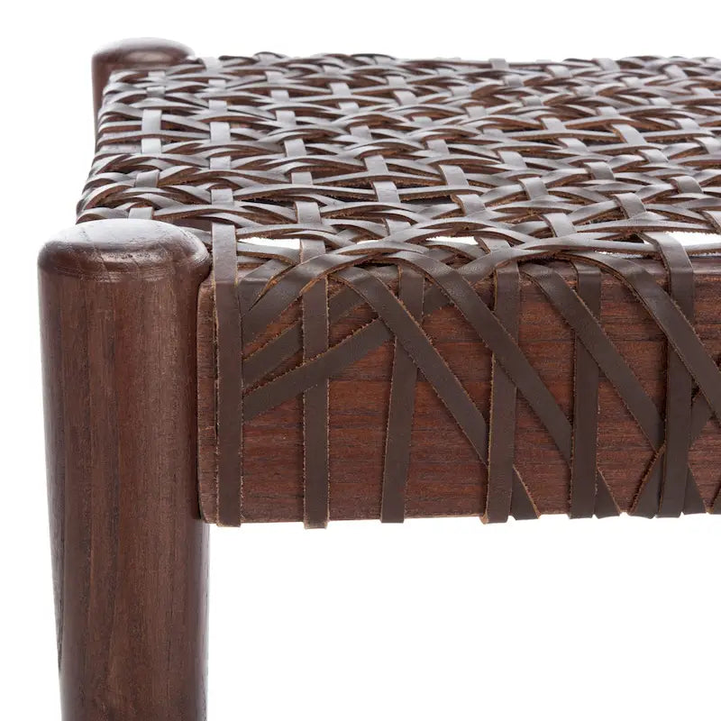 SAFAVIEH Mahalia Bandelier Wood & Leather Bench - 47 W x 16 D x 19 H - 47Wx16Dx19H