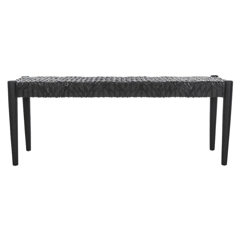 SAFAVIEH Mahalia Bandelier Wood & Leather Bench - 47 W x 16 D x 19 H - 47Wx16Dx19H