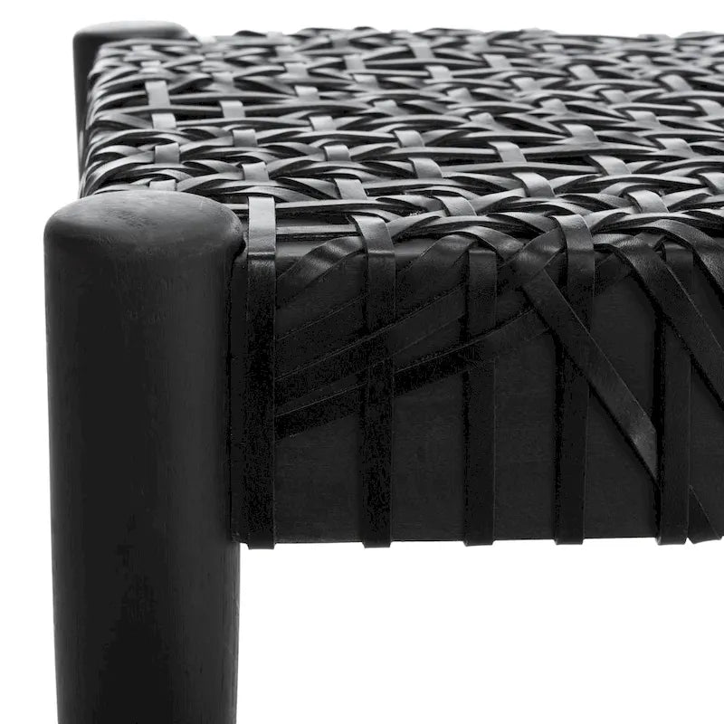 SAFAVIEH Mahalia Bandelier Wood & Leather Bench - 47 W x 16 D x 19 H - 47Wx16Dx19H