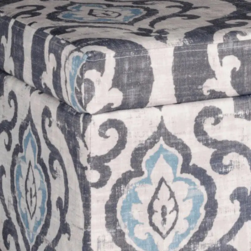 Versatile Multicolor Damask Pattern Bench with Hinged Storage - 36 x 16 x 18