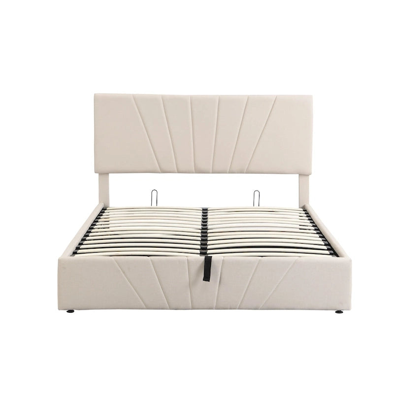 Upholstered Platform bed with a Hydraulic Storage System