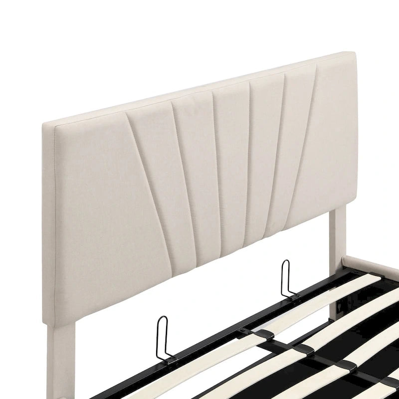 Upholstered Platform bed with a Hydraulic Storage System