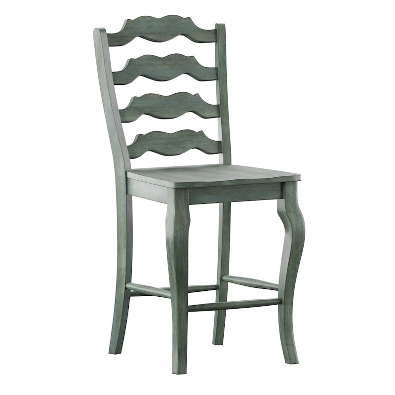 Eleanor French Ladder Back Wood Counter Chair (Set of 2) by
