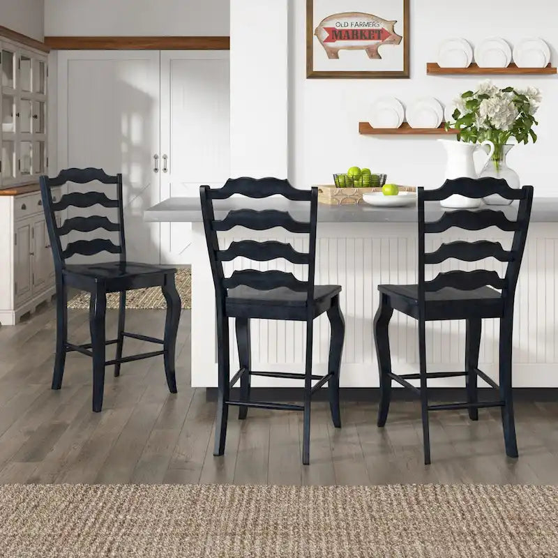 Eleanor French Ladder Back Wood Counter Chair (Set of 2) by 
