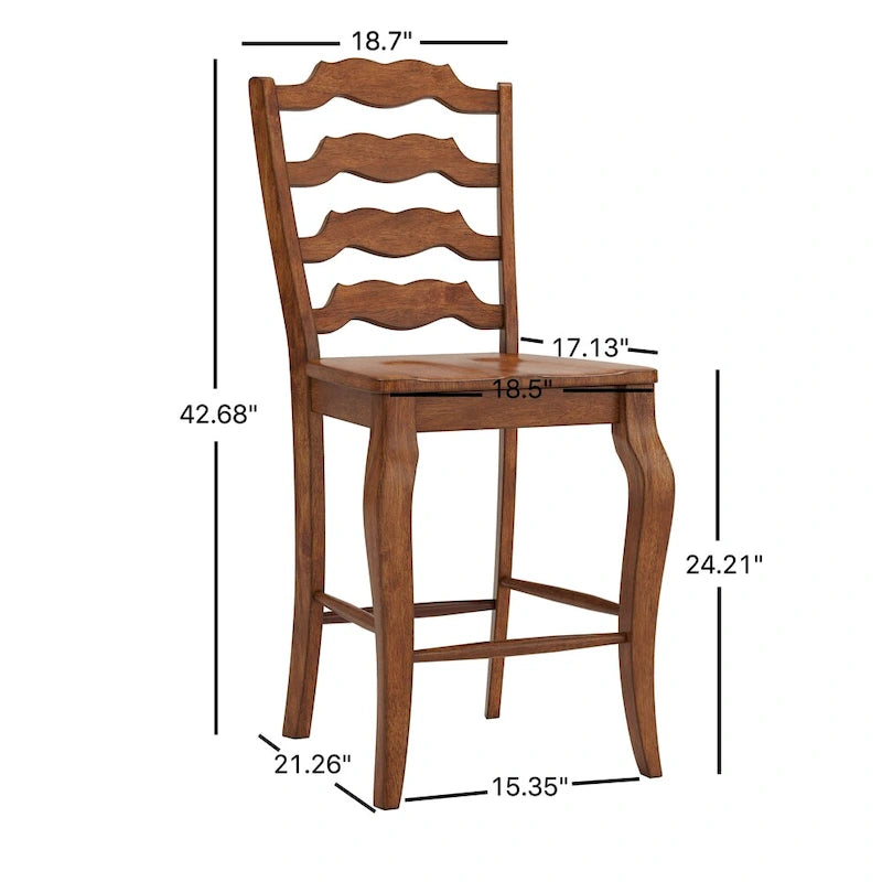 Eleanor French Ladder Back Wood Counter Chair (Set of 2) by