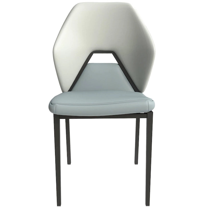 Eclat Leather Dining Chair in Black Iron Modern Upholstered Accent Kitchen Side Chair
