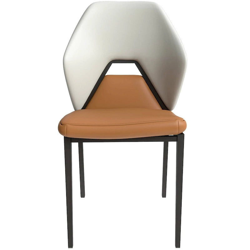 Eclat Leather Dining Chair in Black Iron Modern Upholstered Accent Kitchen Side Chair
