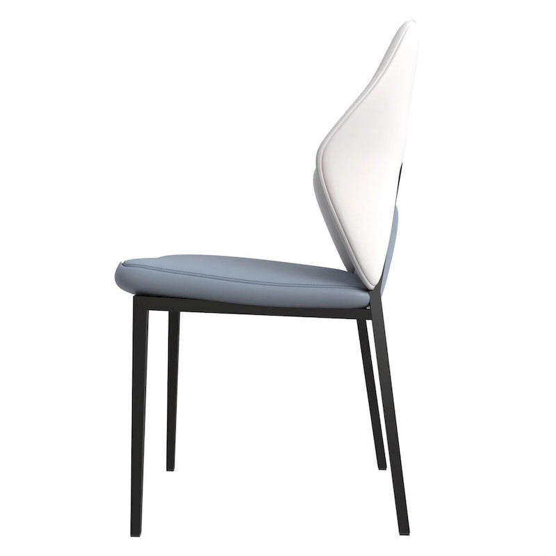 Eclat Leather Dining Chair in Black Iron Modern Upholstered Accent Kitchen Side Chair