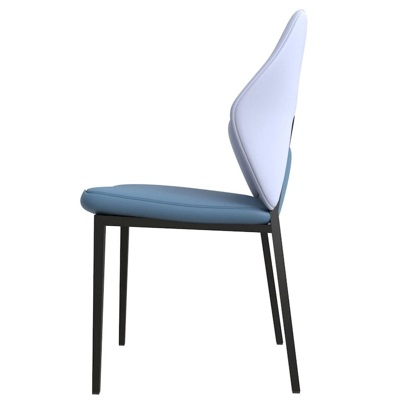 Eclat Leather Dining Chair in Black Iron Modern Upholstered Accent Kitchen Side Chair