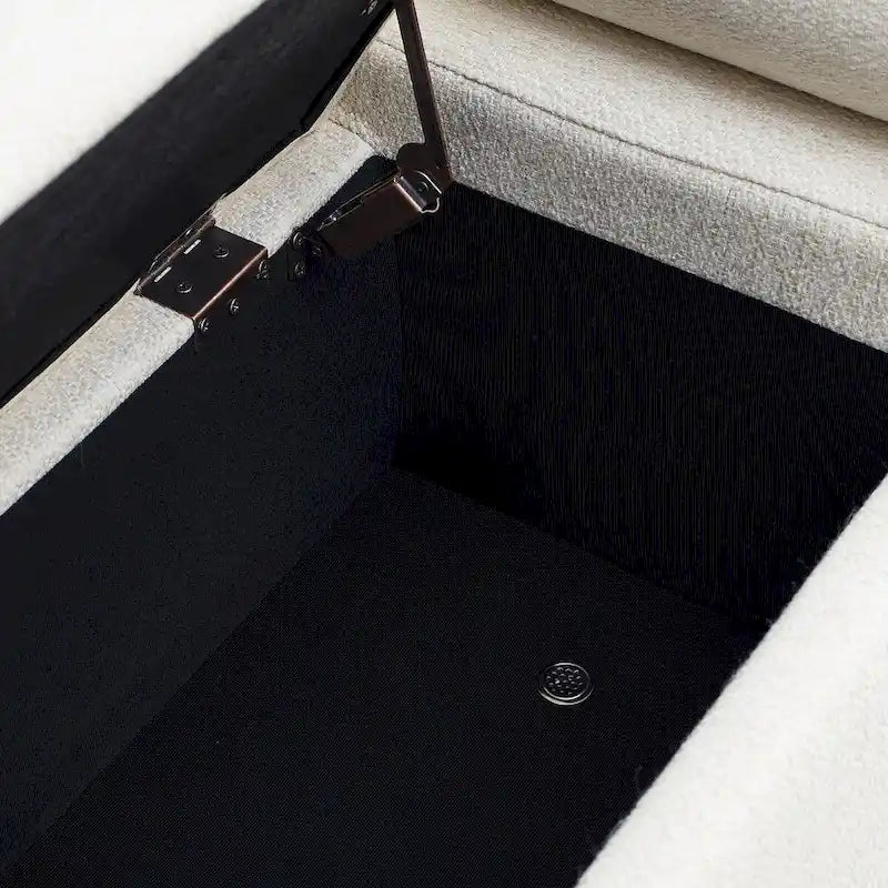 Upholstered Linen Storage Bench with Cylindrical Arms