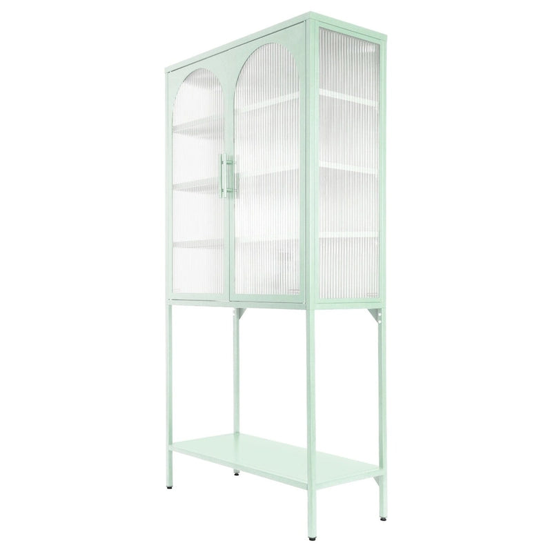 Adjustable Shelves Cabinet with 2 Glass Arched Doors