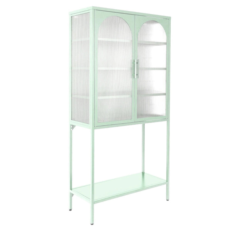 Adjustable Shelves Cabinet with 2 Glass Arched Doors