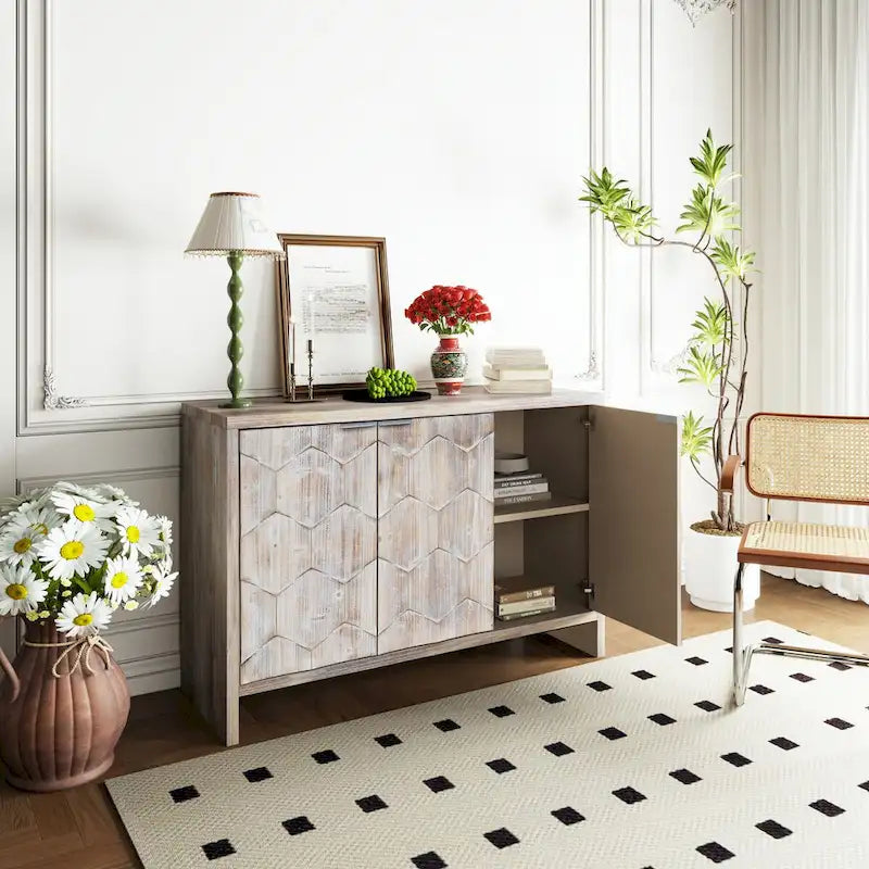 Accent Cabinet Farmhouse Style Wooden Cabinet Sideboard Buffet