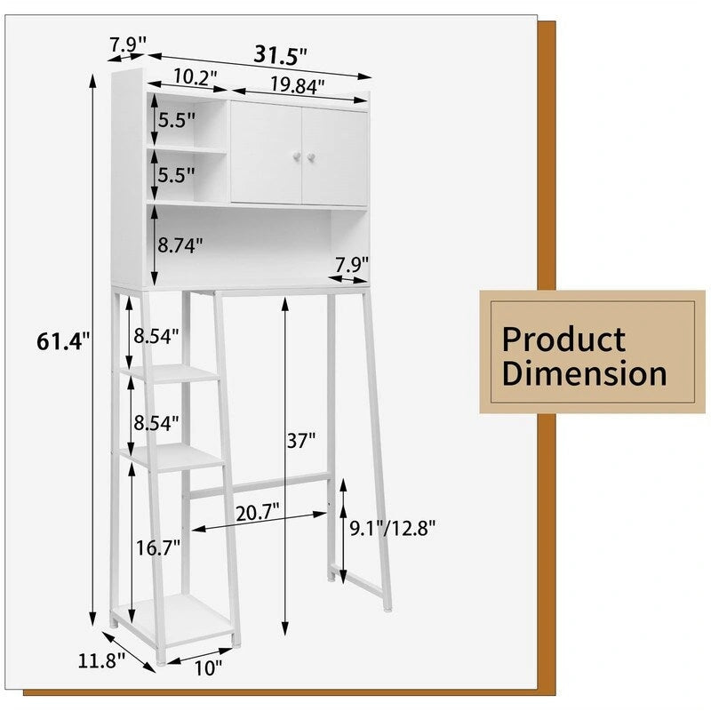 Over the Toilet Storage Cabinet - 11.81D x 31.5W x 61.4H