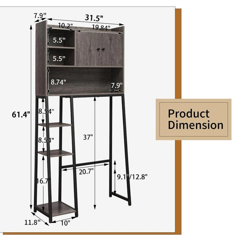 Over the Toilet Storage Cabinet - 11.81D x 31.5W x 61.4H