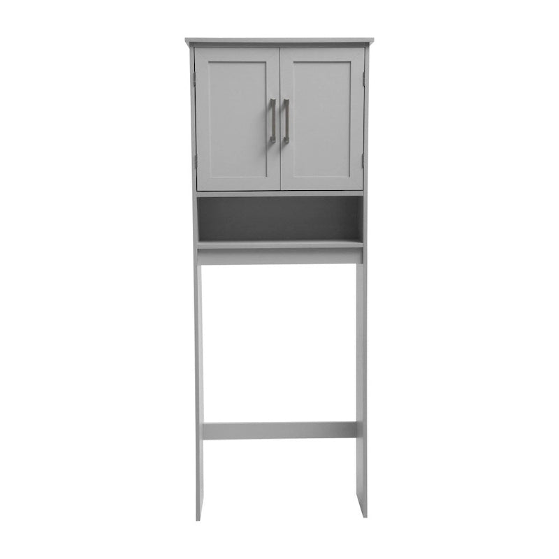 Gray Modern Over the Toilet Cabinet Storage Organizer with 2 Shelves and Doors