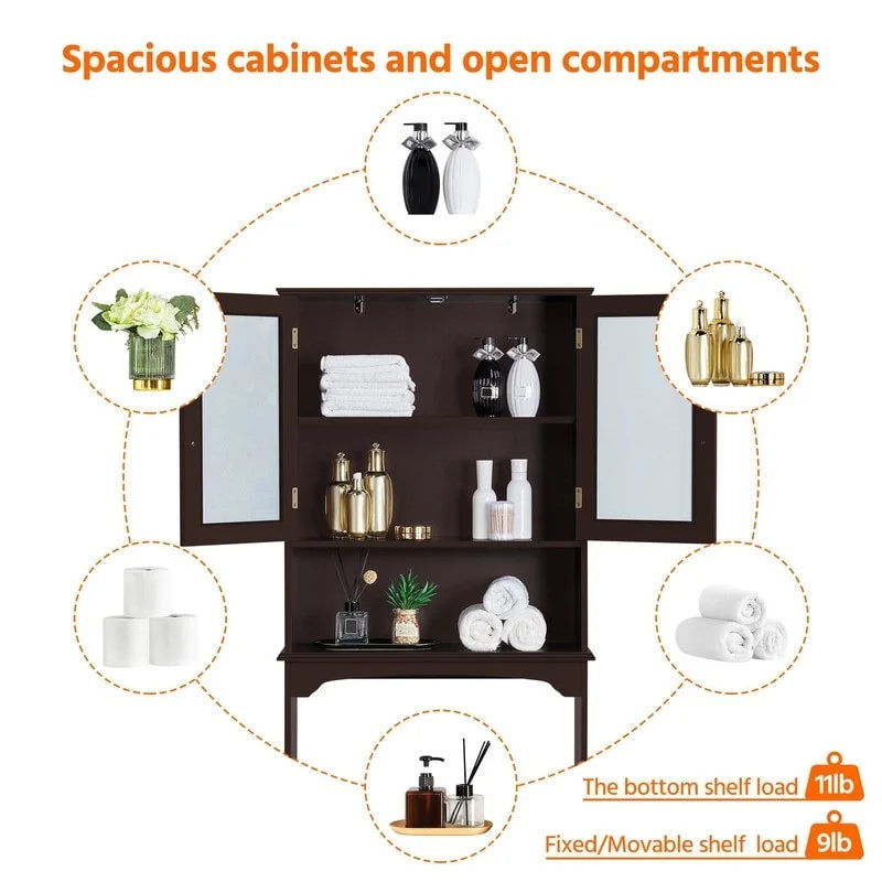 Over The Toilet Storage Cabinet - 9D x 25W x 66H