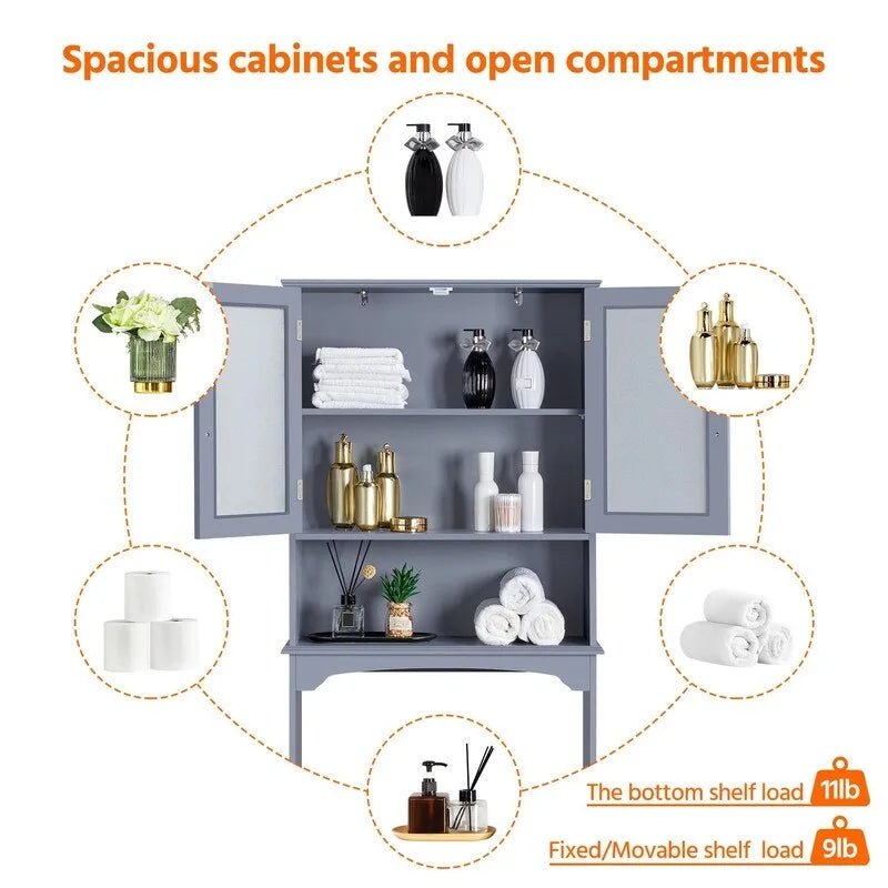 Over The Toilet Storage Cabinet - 9D x 25W x 66H