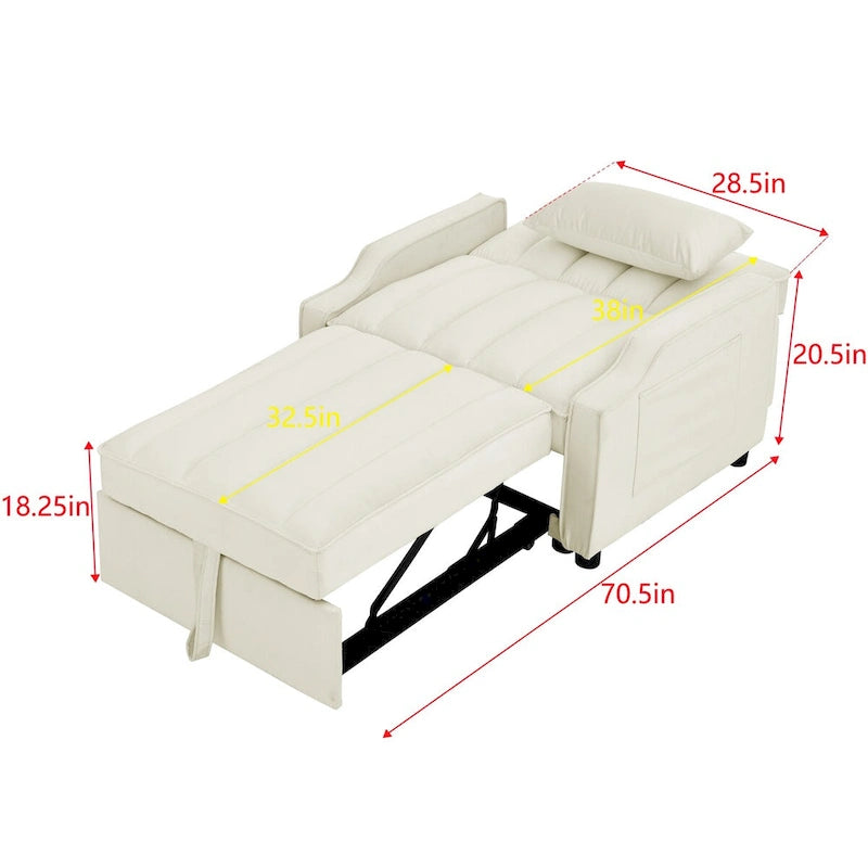Velvet Pull Out Armchair