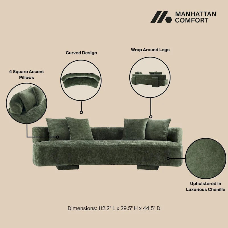 Manhattan Comfort 2 Piece Modern Verandah Chenille Multi Sofa Set